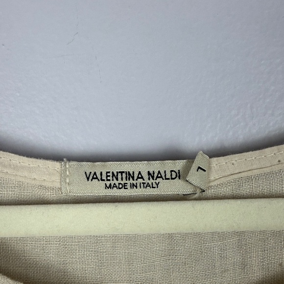 Valentina Naldi 100% Linen Cotton Cream Eyelet Ruffle Sleeves Hem Large Blouse - Picture 2 of 8